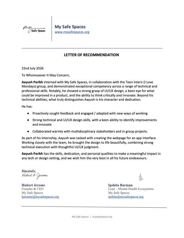 MySafeSpace Internship