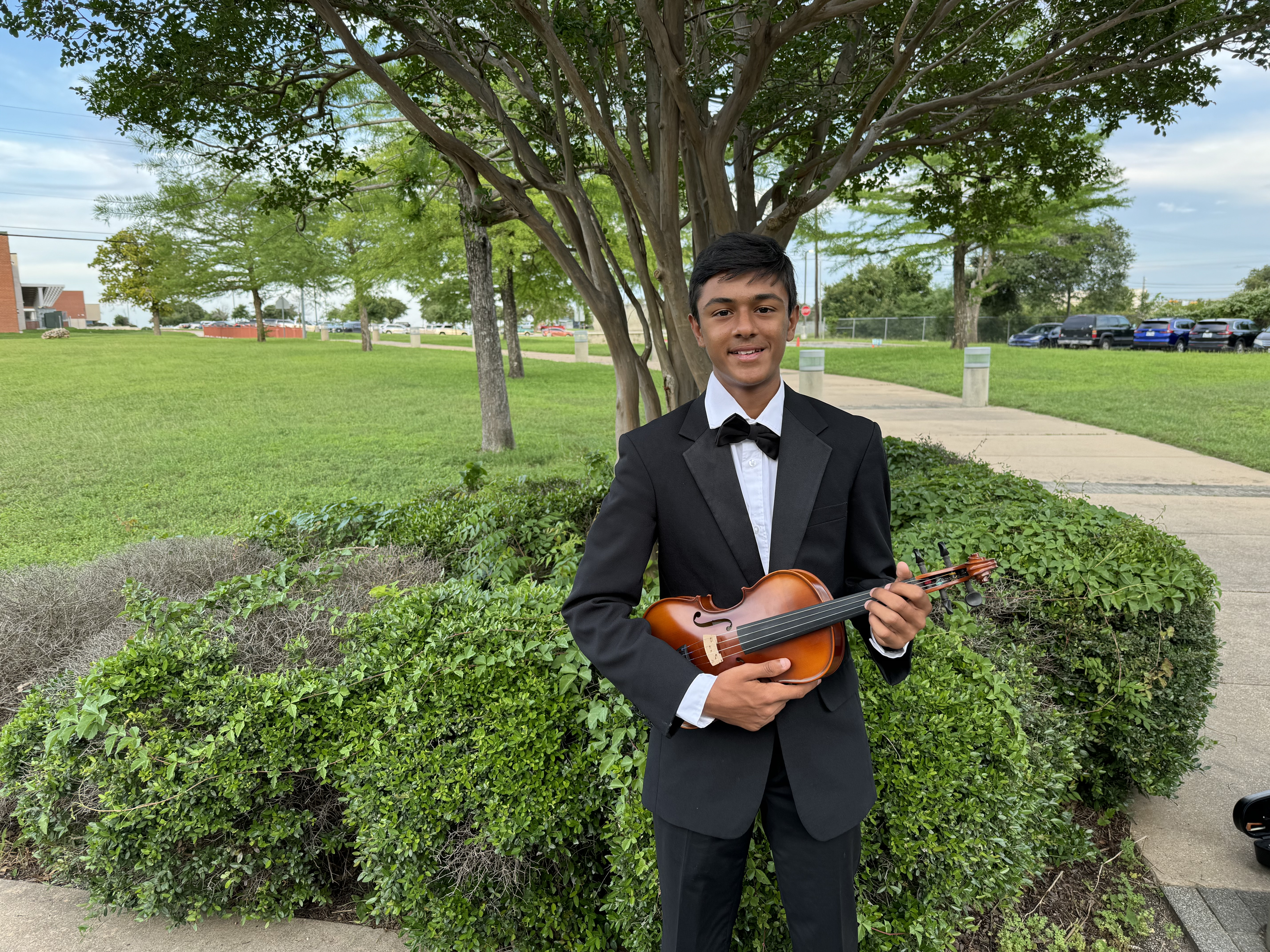 Aayush with his violin